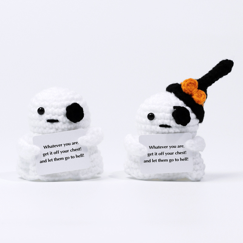 Cute and fun emoji knitted dolls, ghost decorations full of positive energy!!!