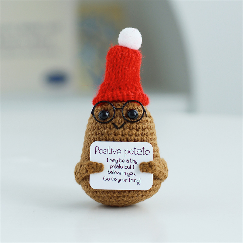 Christmas Crochet Potato Doll Positive Energy Wool Knitted Flower Handheld Ornament Cross Border Gift