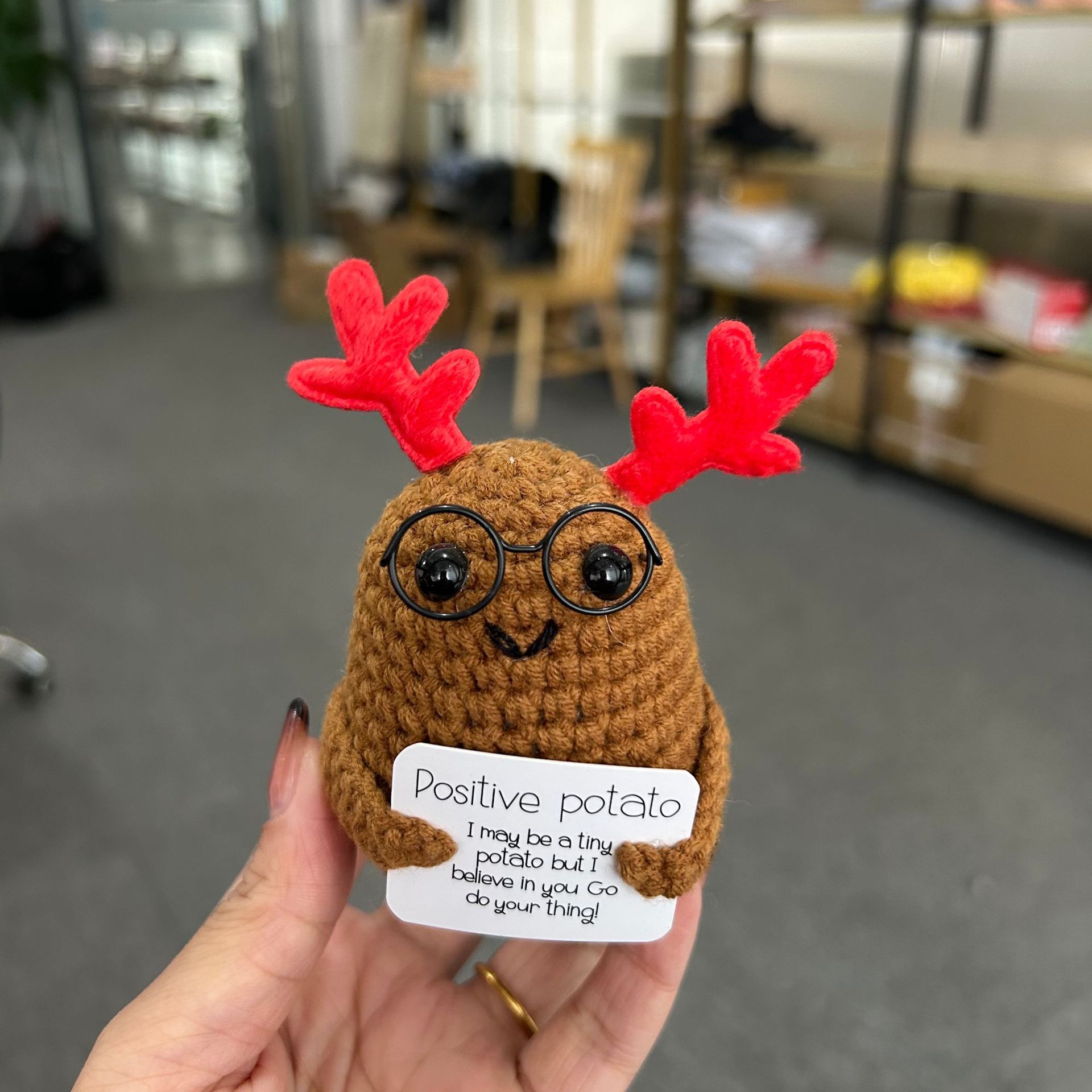 Christmas Crochet Potato Doll Positive Energy Wool Knitted Flower Handheld Ornament Cross Border Gift