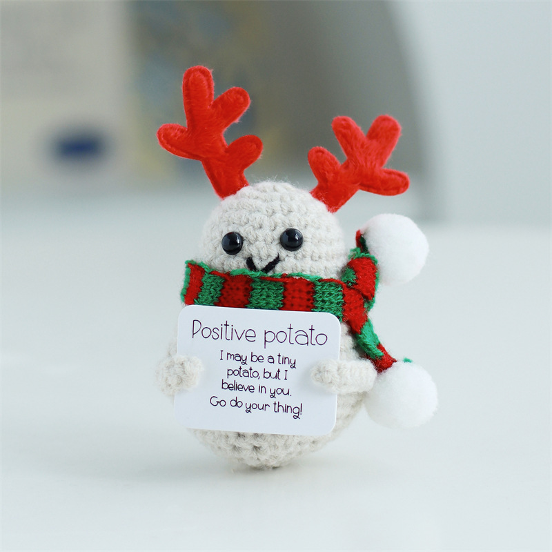 Christmas Crochet Potato Doll Positive Energy Wool Knitted Flower Handheld Ornament Cross Border Gift