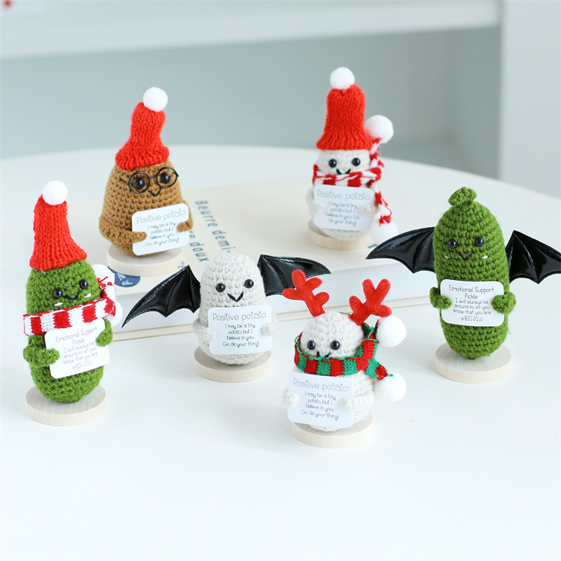Christmas Crochet Potato Doll Positive Energy Wool Knitted Flower Handheld Ornament Cross Border Gift
