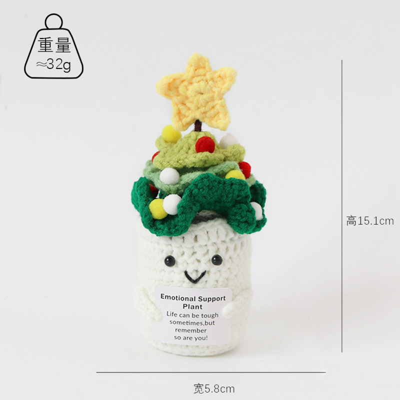 Handmade Knitted Christmas Doll Set Santa Claus Reindeer Snowman Figurines Holiday Decorations