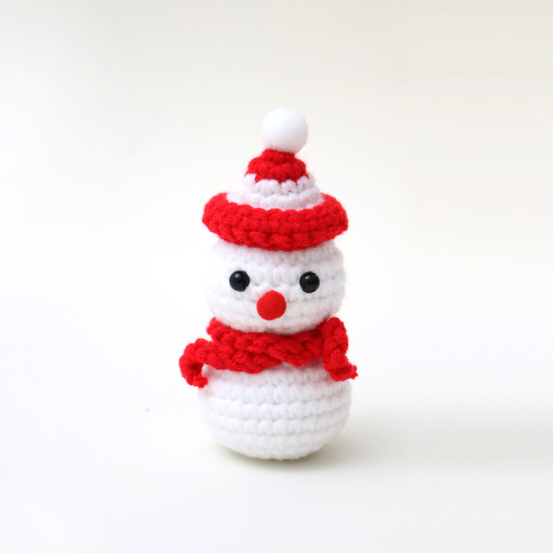 Handmade Knitted Christmas Doll Set Santa Claus Reindeer Snowman Figurines Holiday Decorations