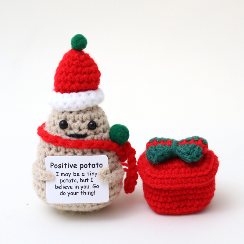 Handmade Knitted Christmas Doll Set Santa Claus Reindeer Snowman Figurines Holiday Decorations
