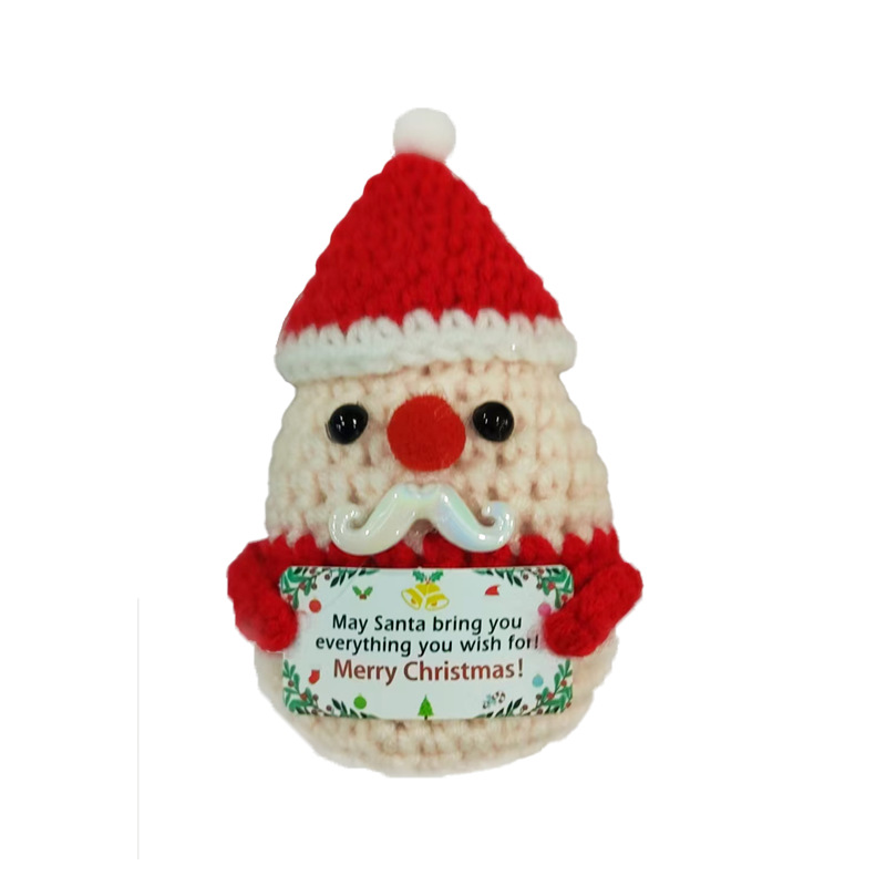 Handmade Knitted Christmas Doll Set Santa Claus Reindeer Snowman Figurines Holiday Decorations