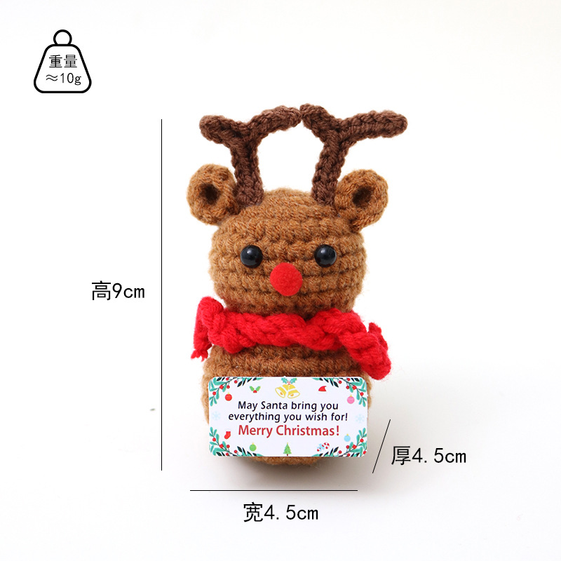 Handmade Knitted Christmas Doll Set Santa Claus Reindeer Snowman Figurines Holiday Decorations