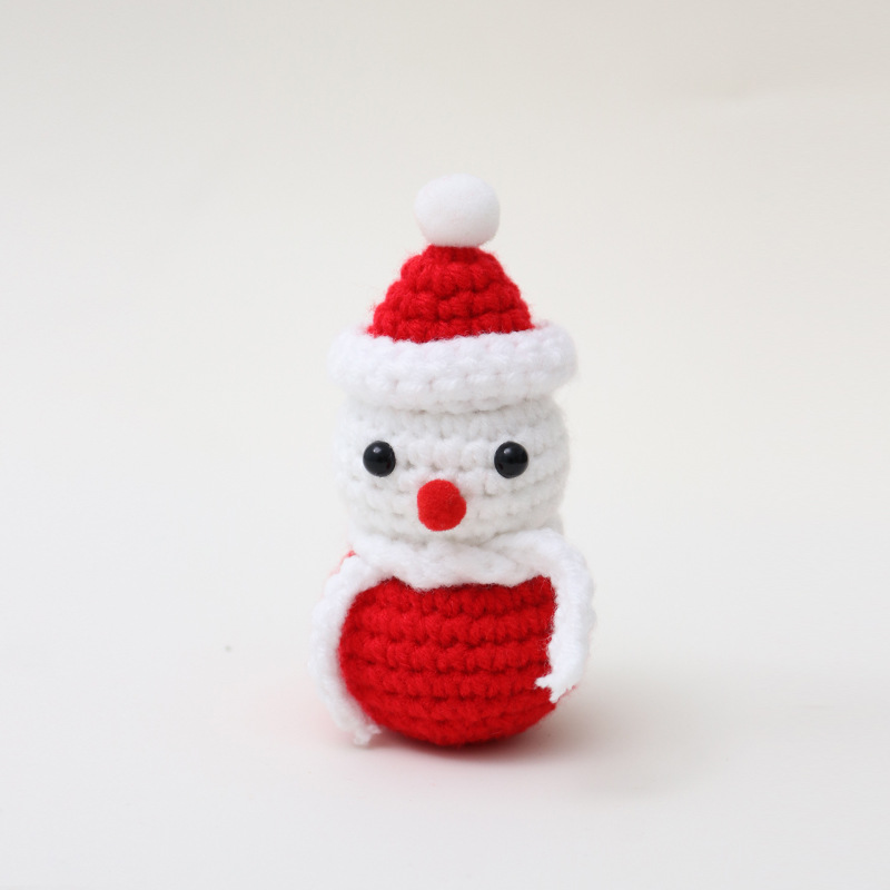 Handmade Knitted Christmas Doll Set Santa Claus Reindeer Snowman Figurines Holiday Decorations