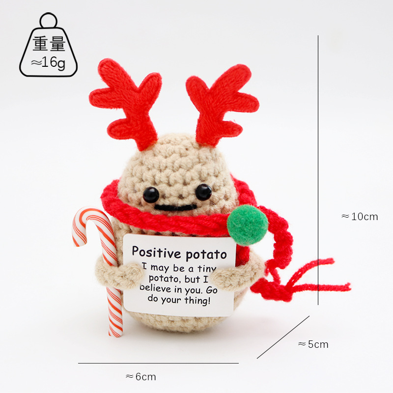 Handmade Knitted Christmas Doll Set Santa Claus Reindeer Snowman Figurines Holiday Decorations