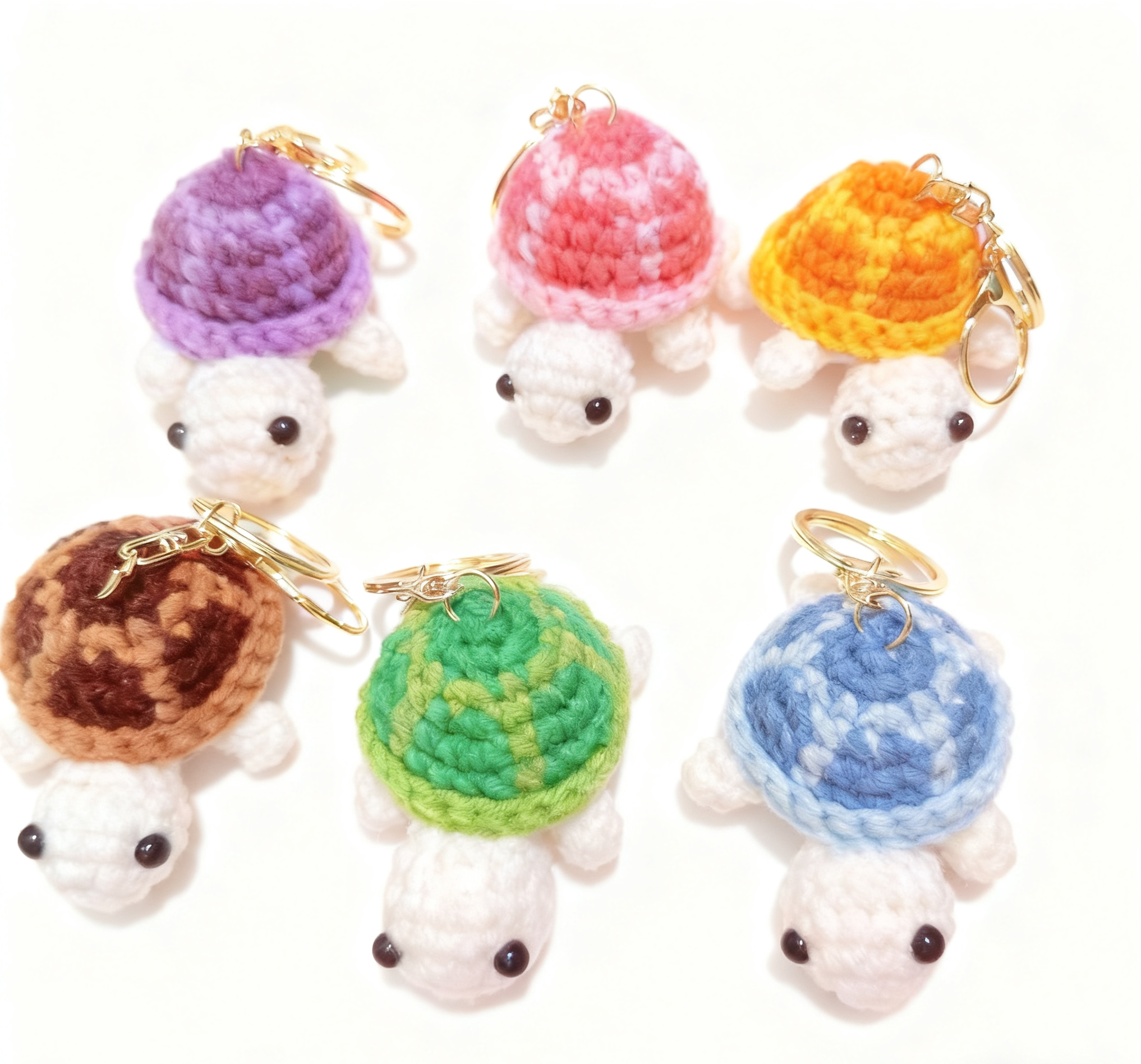 Cute Mini Turtle Keychain Handmade Crocheted Doll Creative Animal Keyring