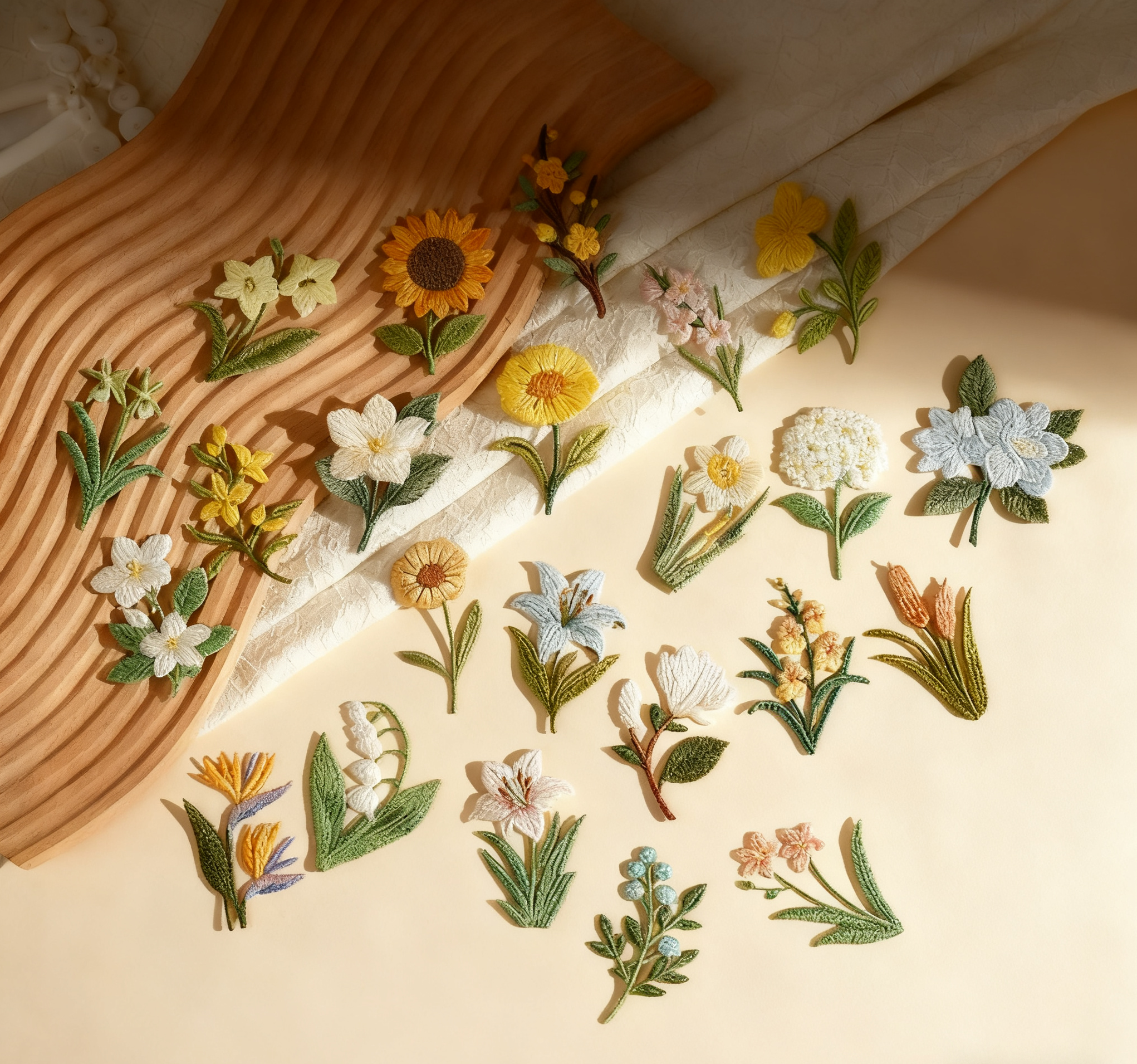 Sunflower ironing patch, hand-embroidered flowers, with adhesive backing, for repairing clothes and bags ~ Fresh Flower Series(1)