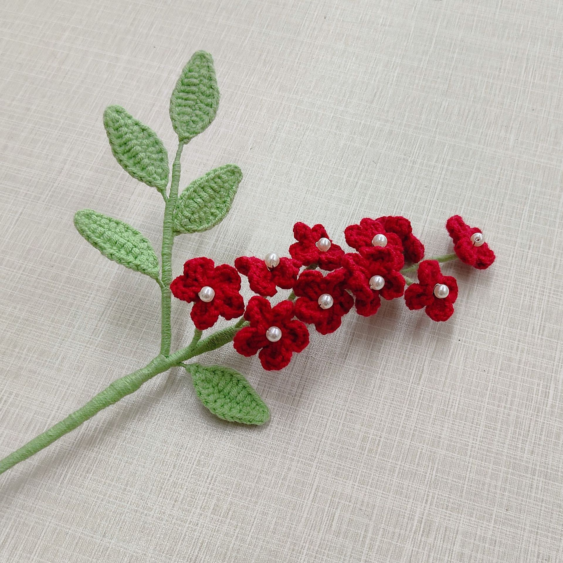 Handmade Crochet Rowan Flower Bouquet Artificial Yarn Knitted Home Decor Gift Idea~