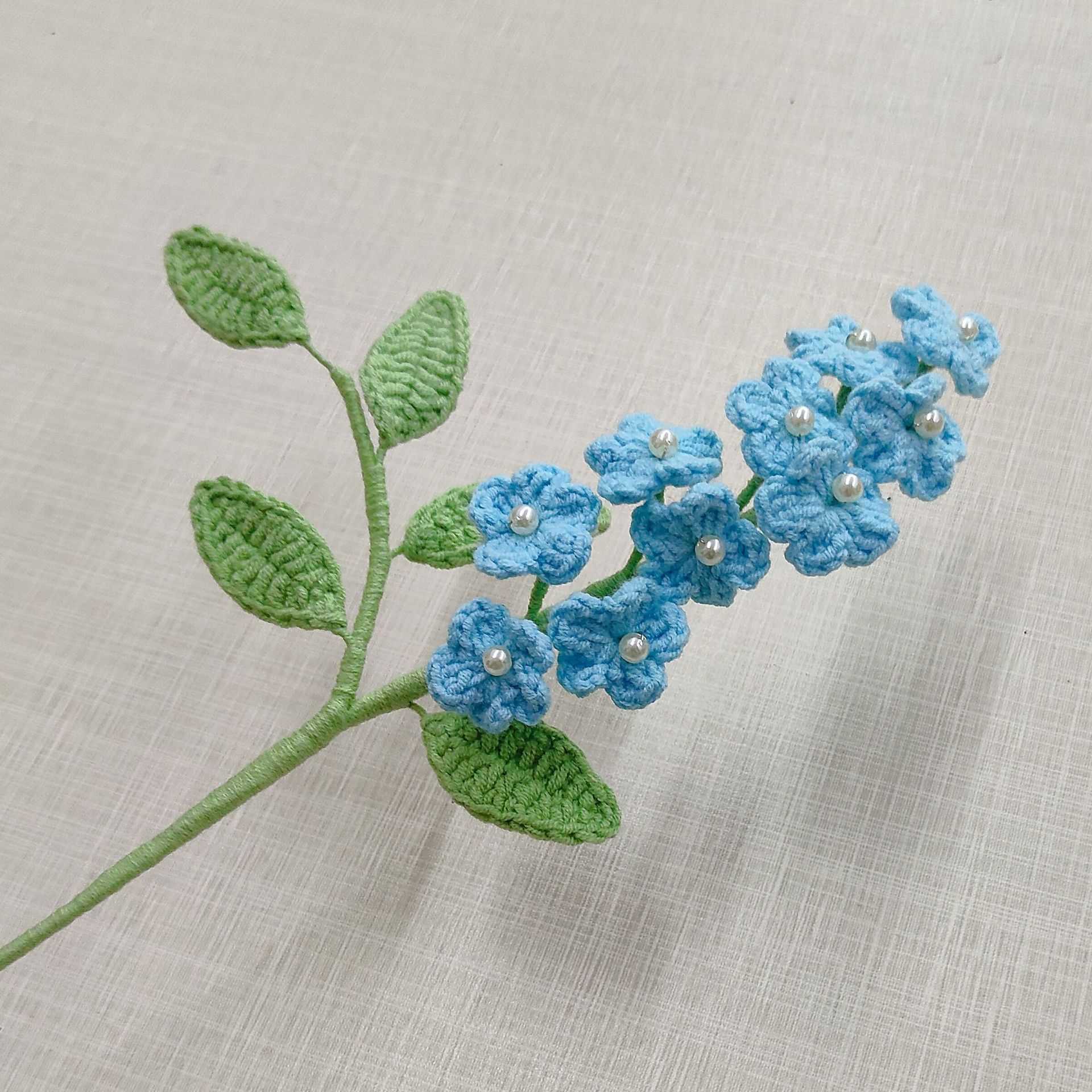 Handmade Crochet Rowan Flower Bouquet Artificial Yarn Knitted Home Decor Gift Idea~