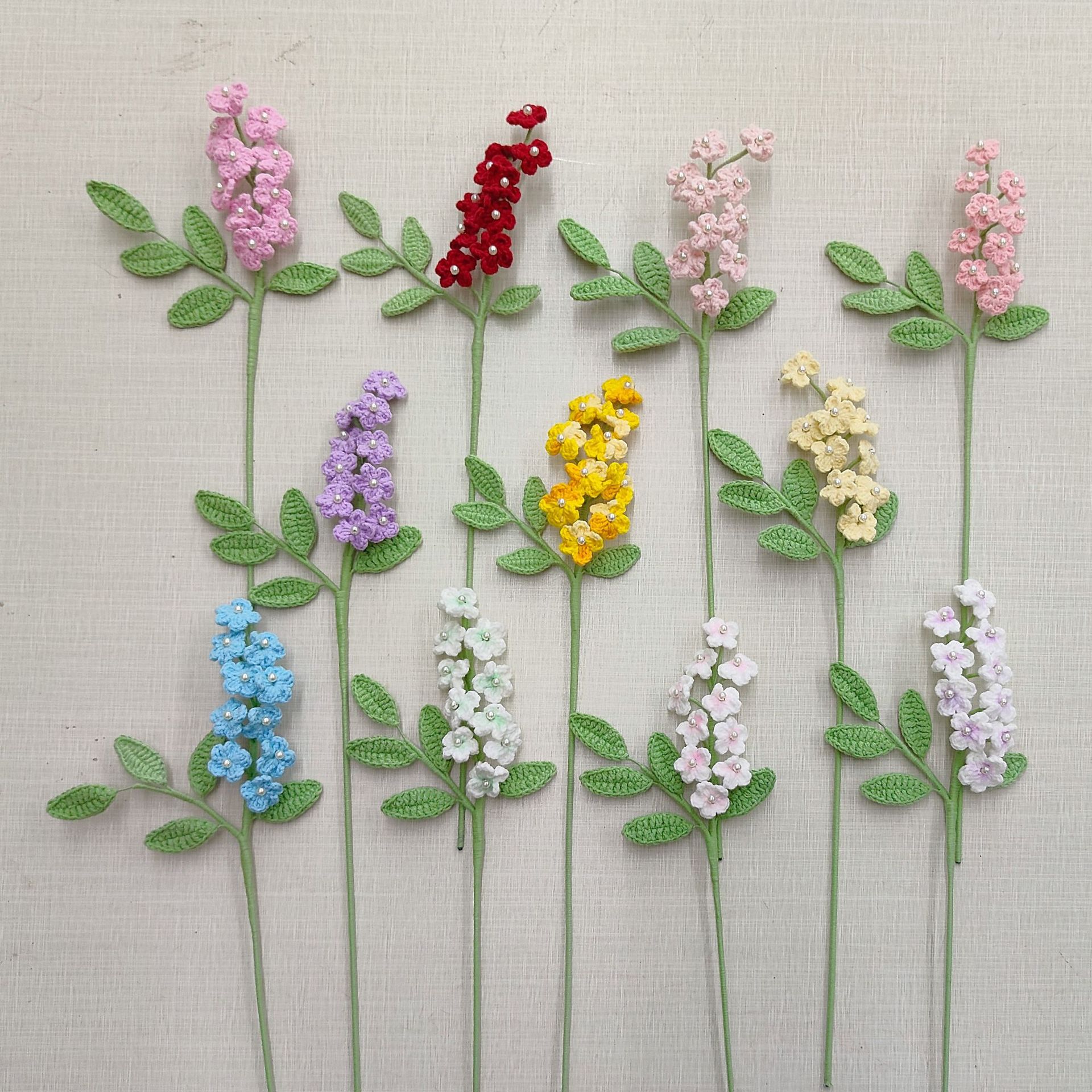 Handmade Crochet Rowan Flower Bouquet Artificial Yarn Knitted Home Decor Gift Idea~