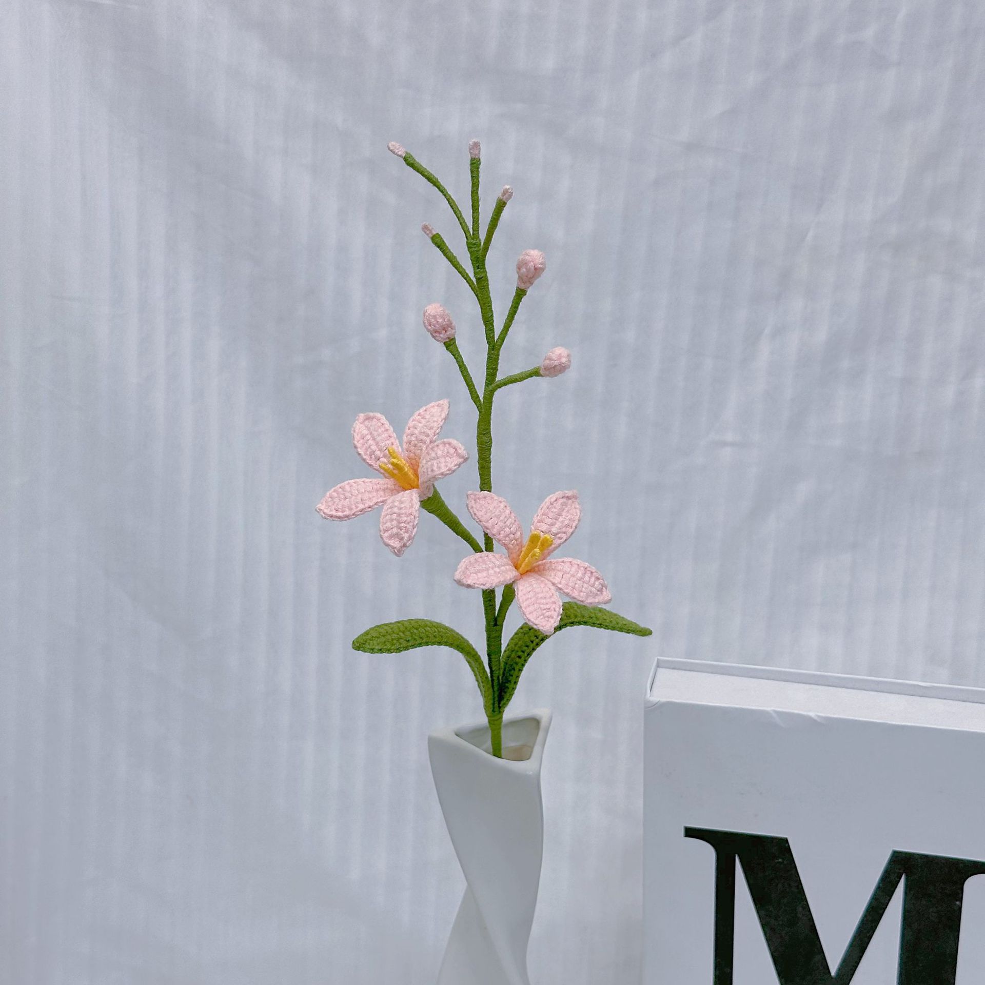 Handmade Crocheted Mars Orchid Flower Bouquet Luxury Artificial Floral Arrangement Home Decor Gift for Best Friends