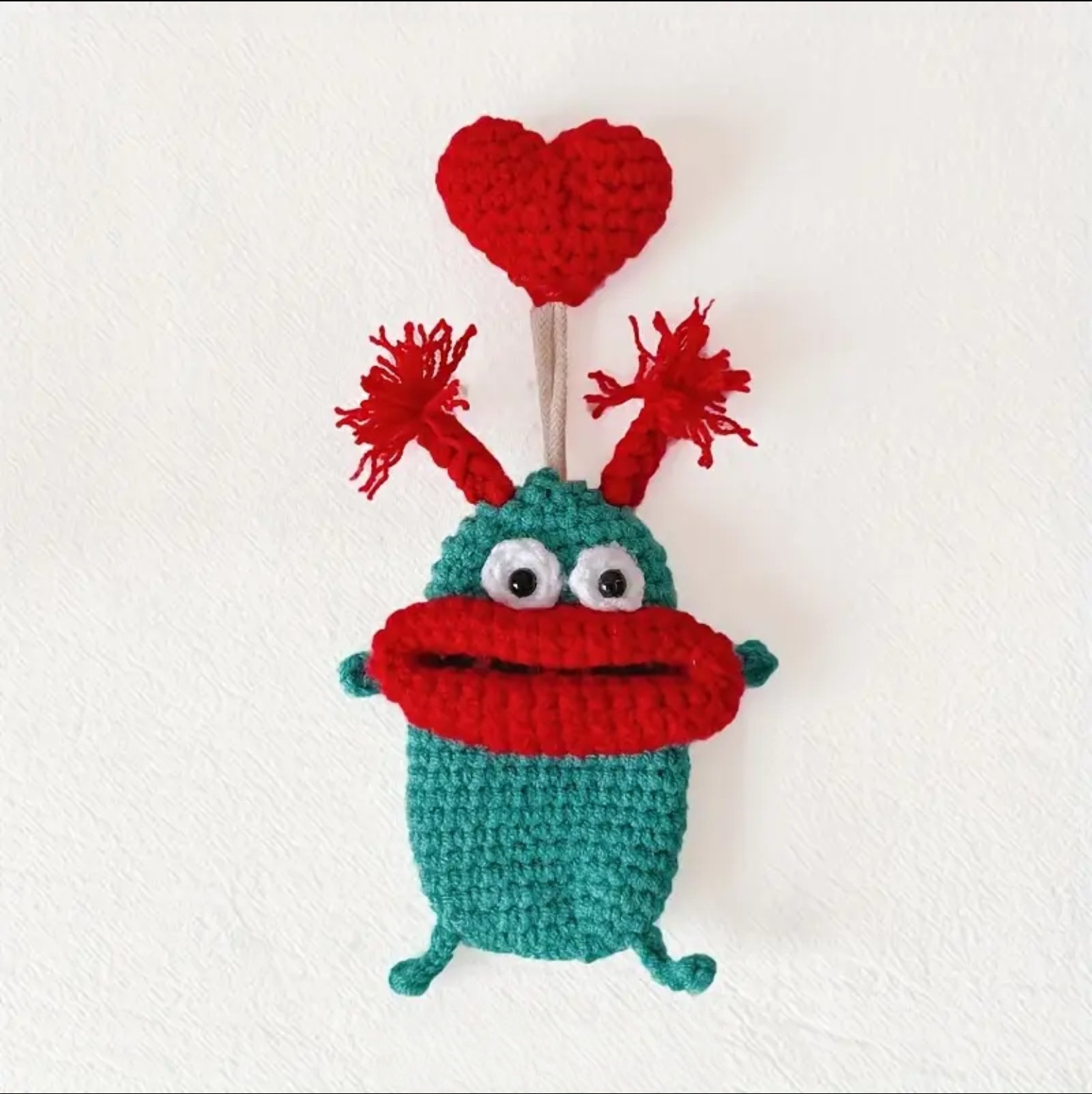 Cute Sausage Lips Knitted Car Key Cover Handmade Funny Yarn Keychain Pouch Buckle Pendant~