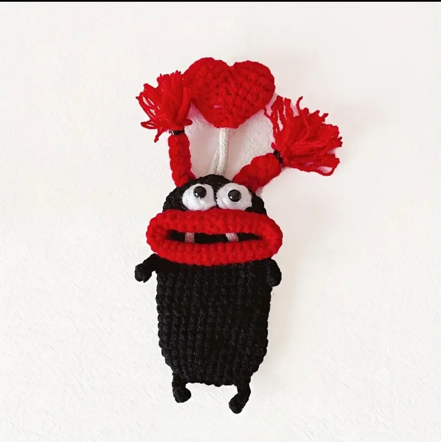 Cute Sausage Lips Knitted Car Key Cover Handmade Funny Yarn Keychain Pouch Buckle Pendant~