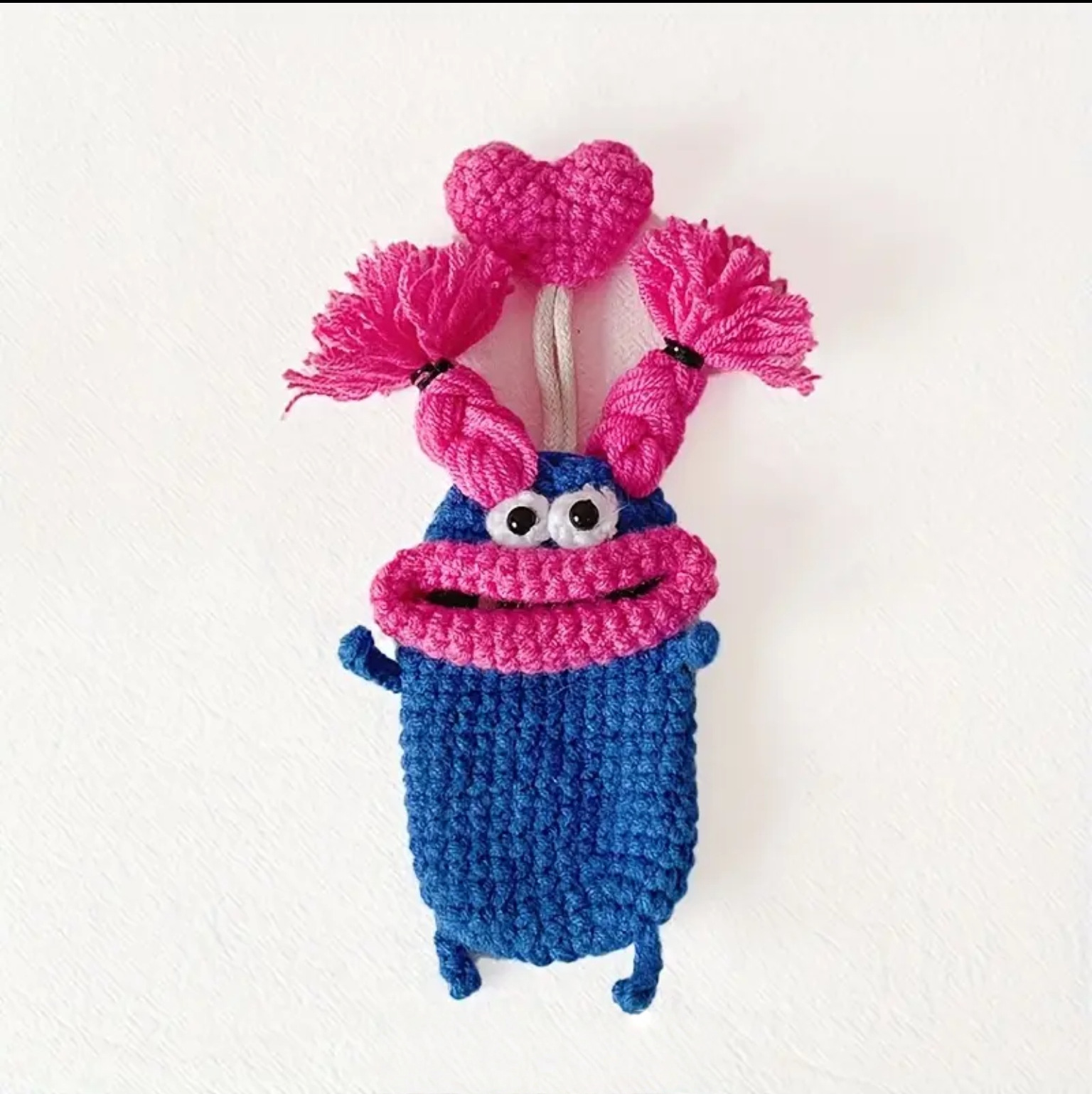 Cute Sausage Lips Knitted Car Key Cover Handmade Funny Yarn Keychain Pouch Buckle Pendant~