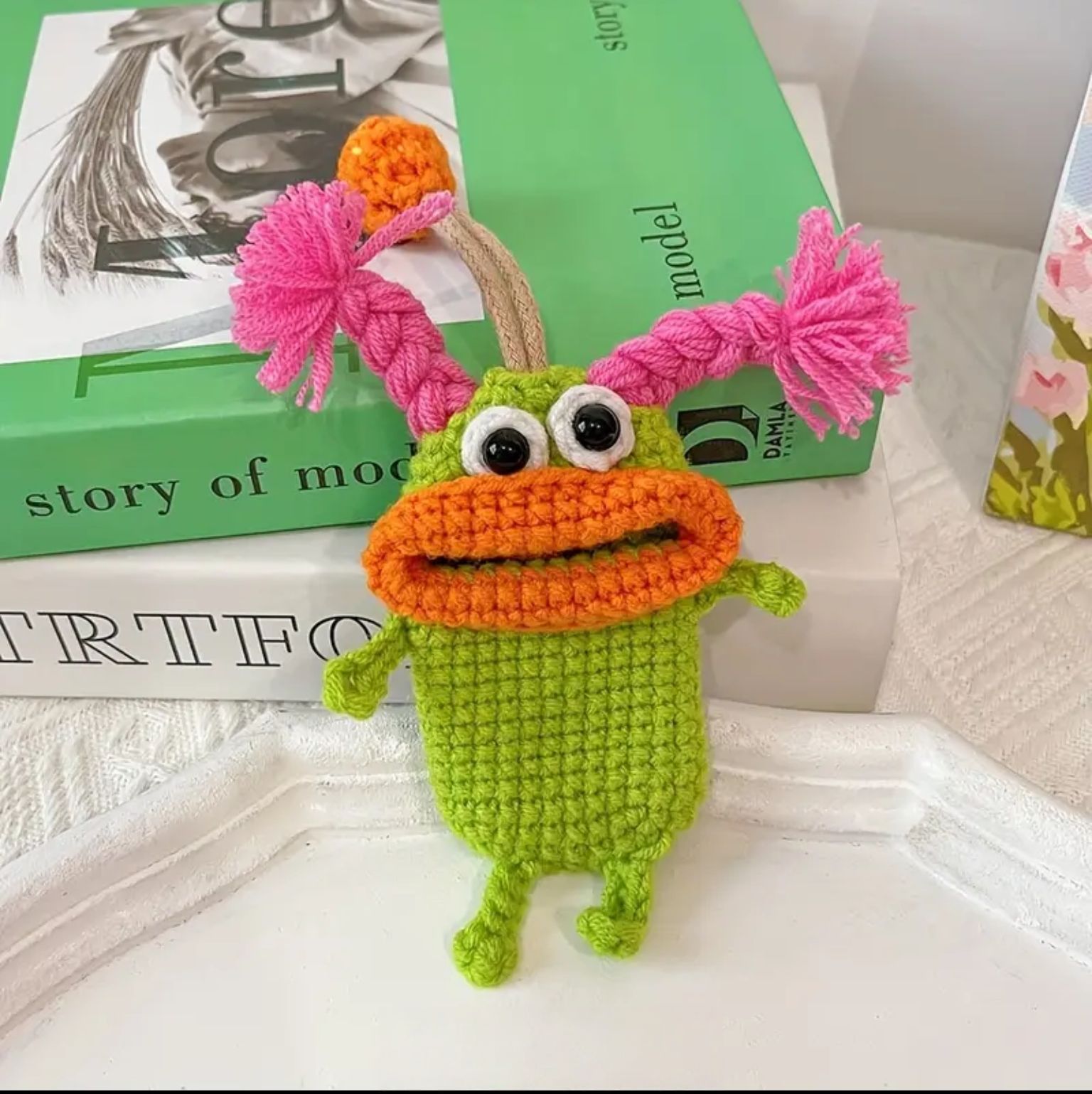 Cute Sausage Lips Knitted Car Key Cover Handmade Funny Yarn Keychain Pouch Buckle Pendant~