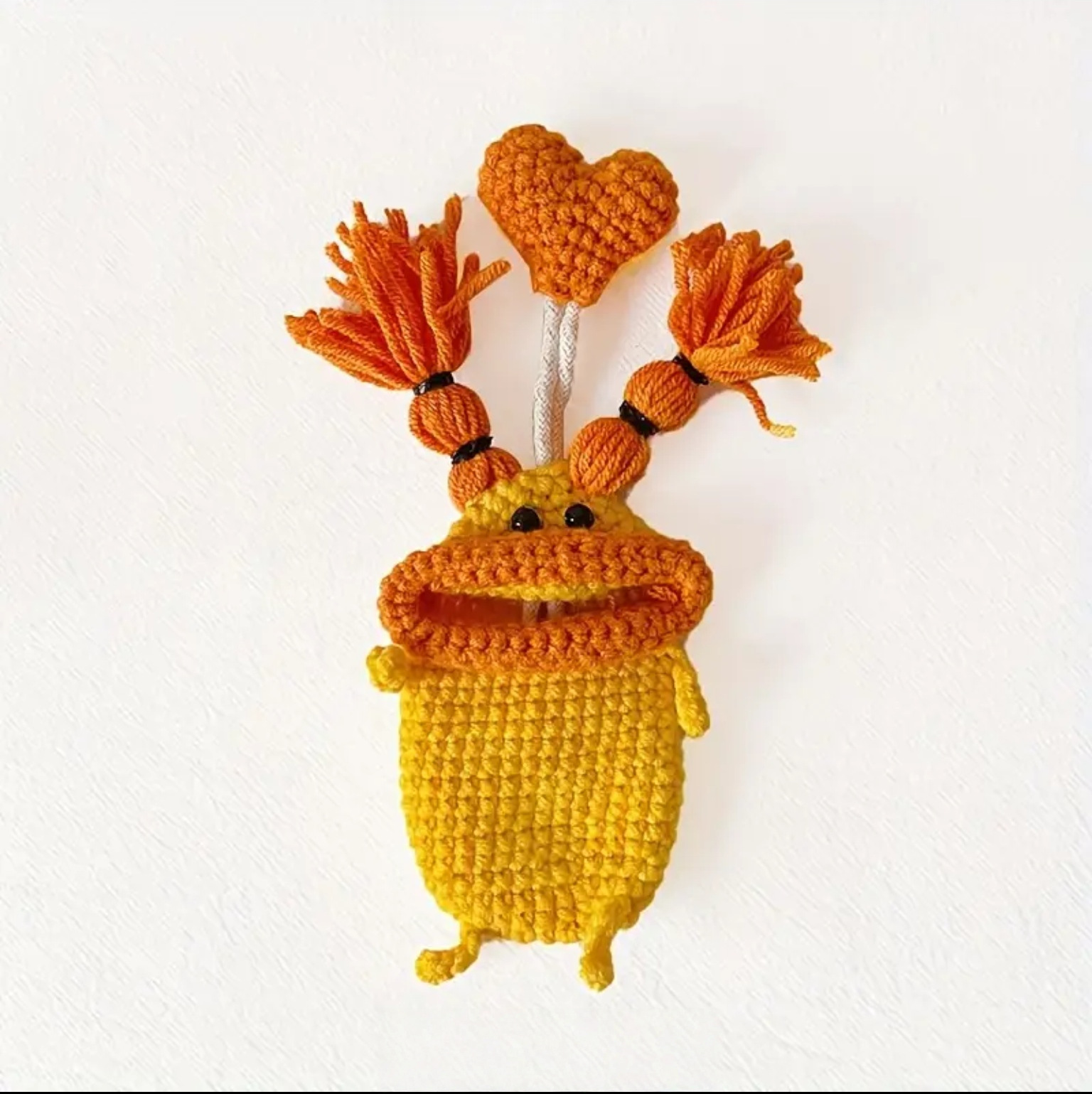 Cute Sausage Lips Knitted Car Key Cover Handmade Funny Yarn Keychain Pouch Buckle Pendant~